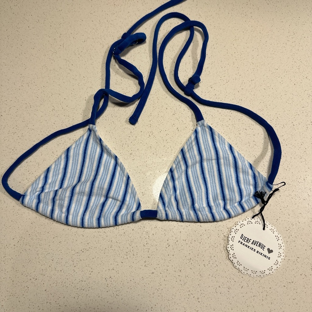 Djerf Avenue x Frankie’s Bikinis Lumia Terry Bikini Top in Seaside Stripe